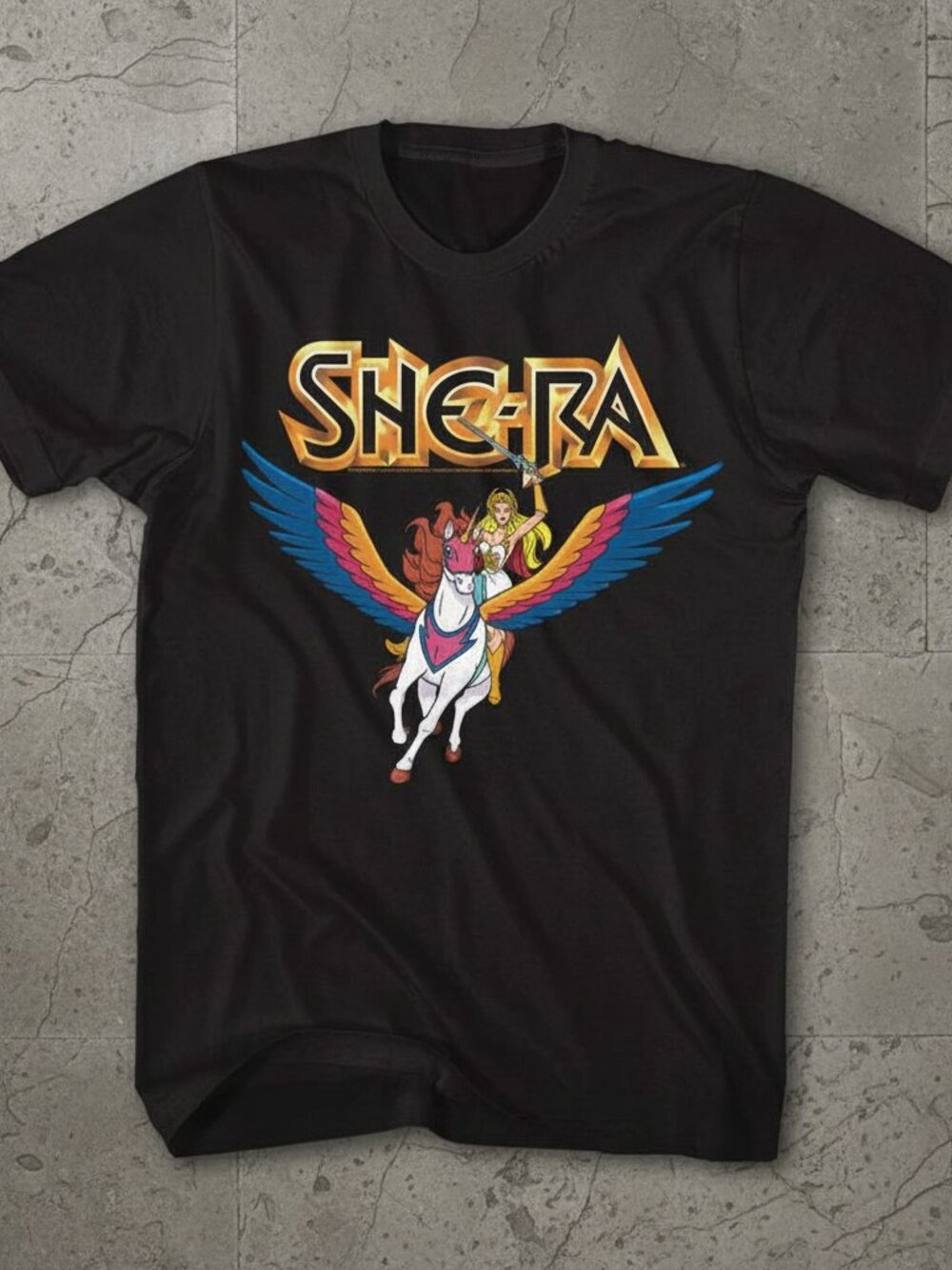 Vintage She-Ra: Princess of Power Graphic T-Shirt – Retro Pegasus Fantasy